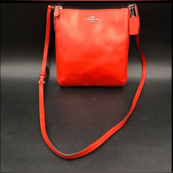 Coach Handbags - Coach Scarlet Red Leather Crossbody Bag with Silver-Tone Detail F36063 (+COA)